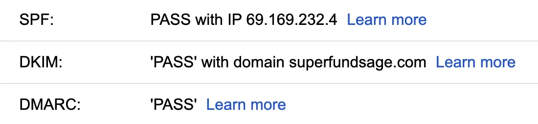 SPF, DKIM, and DMARC passing